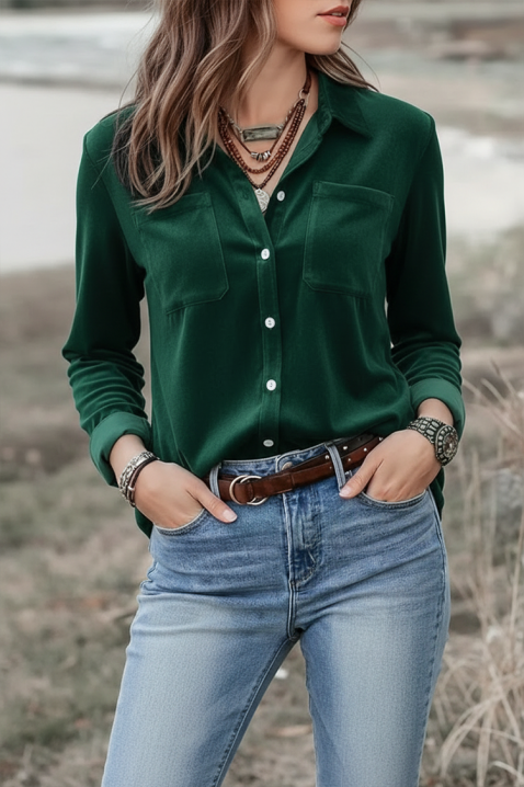 Дамска риза GILVELZA GREEN, Цвят: зелен, IVET.BG - Твоят онлайн бутик.