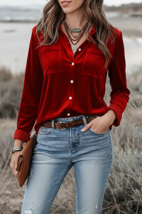 Дамска риза GILVELZA RED, Цвят: червен, IVET.BG - Твоят онлайн бутик.