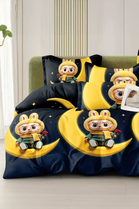 Спален комплект LABUBU BLACK 160x200 cm памук - 4 части, Цвят: черен, IVET.BG - Твоят онлайн бутик.