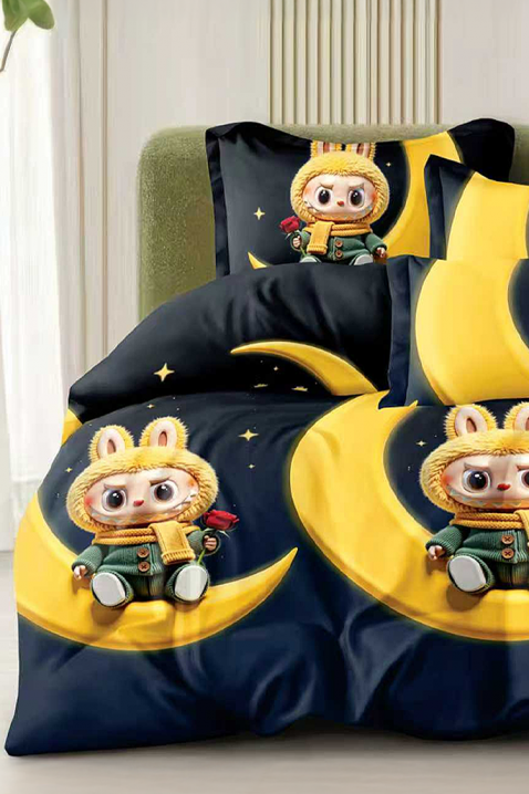 Спален комплект LABUBU BLACK 160x200 cm памук - 4 части, Цвят: черен, IVET.BG - Твоят онлайн бутик.