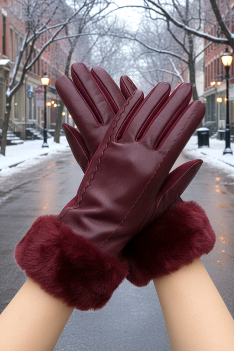 Дамски ръкавици POLIARZA BORDO, Цвят: бордо, IVET.BG - Твоят онлайн бутик.