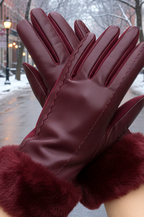 Дамски ръкавици POLIARZA BORDO, Цвят: бордо, IVET.BG - Твоят онлайн бутик.