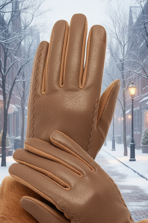 Дамски ръкавици POLIARZA CAMEL, Цвят: светлокафяв, IVET.BG - Твоят онлайн бутик.