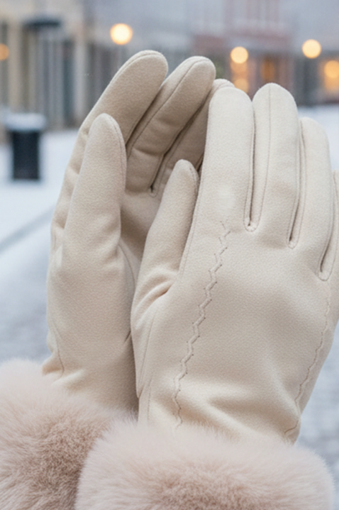 Дамски ръкавици POLIARZA ECRU, Цвят: екрю, IVET.BG - Твоят онлайн бутик.