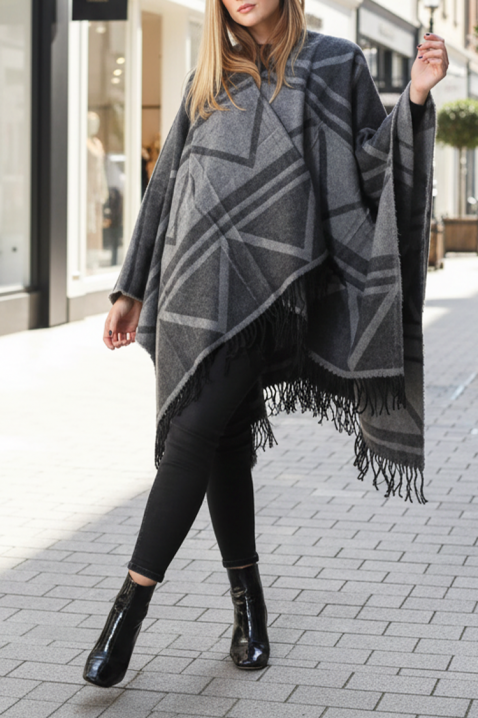 Пончо PONVILDA, Цвят: сив, IVET.BG - Твоят онлайн бутик.