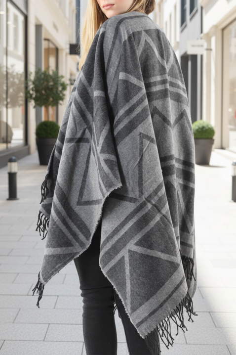 Пончо PONVILDA, Цвят: сив, IVET.BG - Твоят онлайн бутик.