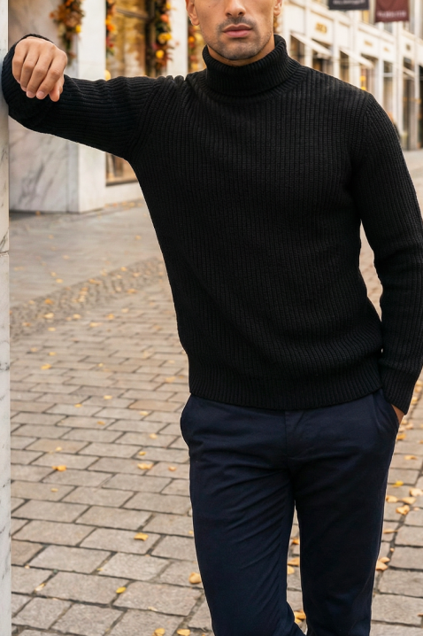 Мъжки пуловер BERFEN BLACK, Цвят: черен, IVET.BG - Твоят онлайн бутик.