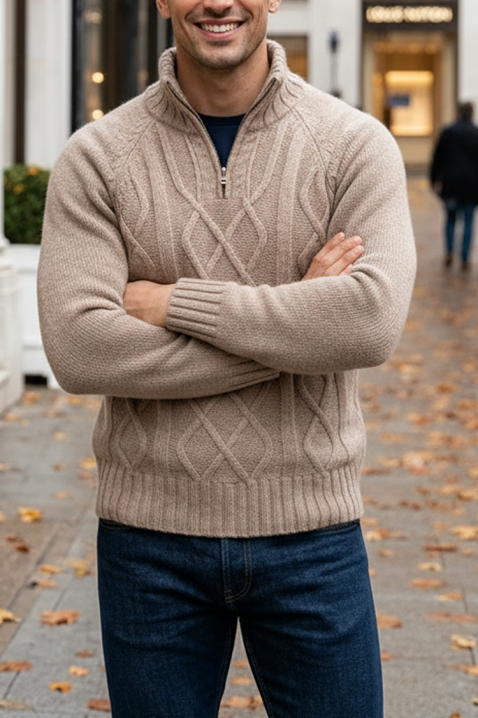 Мъжки пуловер MOXORO BEIGE, Цвят: беж, IVET.BG - Твоят онлайн бутик.