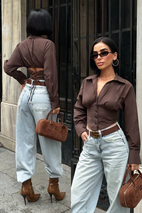 Дамска риза BANSOLTA BROWN, Цвят: кафяв, IVET.BG - Твоят онлайн бутик.