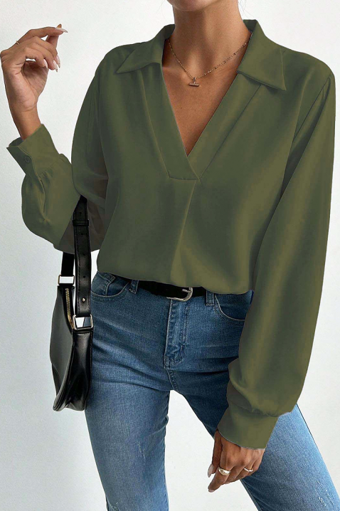 Дамска блуза MIOHEZA KHAKI, Цвят: каки, IVET.BG - Твоят онлайн бутик.