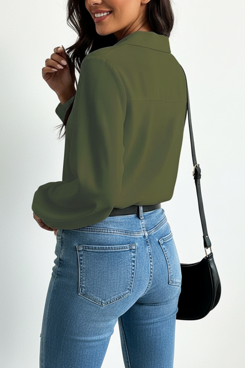 Дамска блуза MIOHEZA KHAKI, Цвят: каки, IVET.BG - Твоят онлайн бутик.