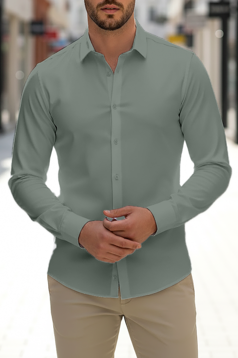 Мъжка риза FERIZO KHAKI, Цвят: каки, IVET.BG - Твоят онлайн бутик.