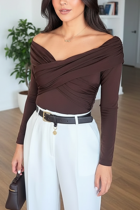 Дамска блуза DIOVERA BROWN, Цвят: кафяв, IVET.BG - Твоят онлайн бутик.