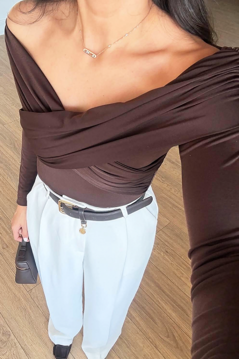 Дамска блуза DIOVERA BROWN, Цвят: кафяв, IVET.BG - Твоят онлайн бутик.