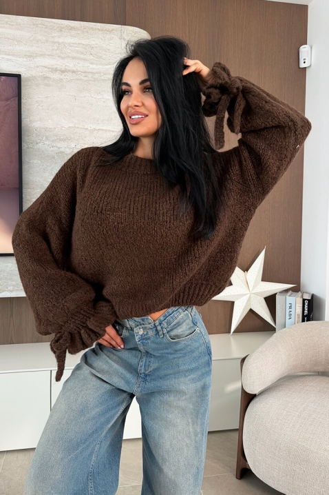 Пуловер ZARELDA BROWN, Цвят: кафяв, IVET.BG - Твоят онлайн бутик.