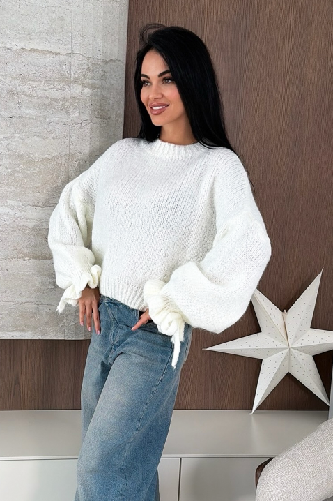 Пуловер ZARELDA WHITE, Цвят: бял, IVET.BG - Твоят онлайн бутик.