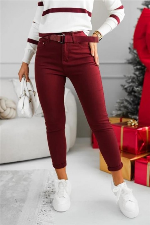 Дънки BORVILDA, Цвят: бордо, IVET.BG - Твоят онлайн бутик.