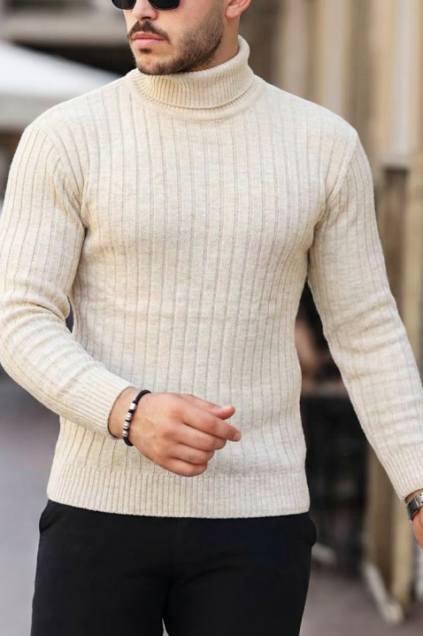 Мъжки пуловер RACHERO ECRU, Цвят: екрю, IVET.BG - Твоят онлайн бутик.