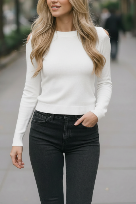 Пуловер ABELMODA WHITE, Цвят: бял, IVET.BG - Твоят онлайн бутик.