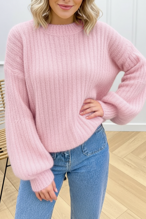 Пуловер DROVELDA PUDRA, Цвят: пудра, IVET.BG - Твоят онлайн бутик.