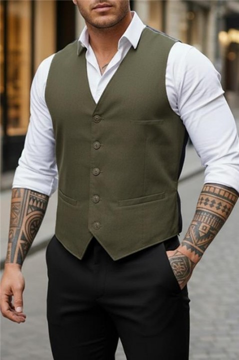 Мъжки елек BROZON KHAKI, Цвят: каки, IVET.BG - Твоят онлайн бутик.