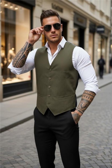 Мъжки елек BROZON KHAKI, Цвят: каки, IVET.BG - Твоят онлайн бутик.