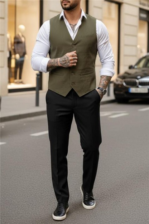 Мъжки елек BROZON KHAKI, Цвят: каки, IVET.BG - Твоят онлайн бутик.