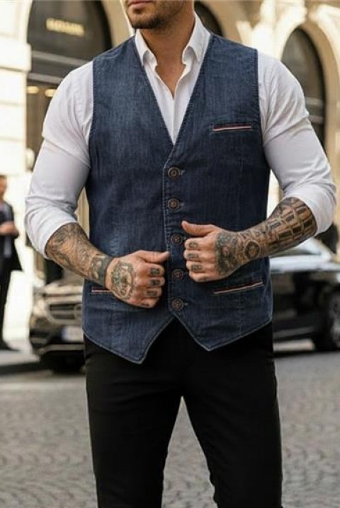 Мъжки елек RALZONO, Цвят: тъмносин, IVET.BG - Твоят онлайн бутик.