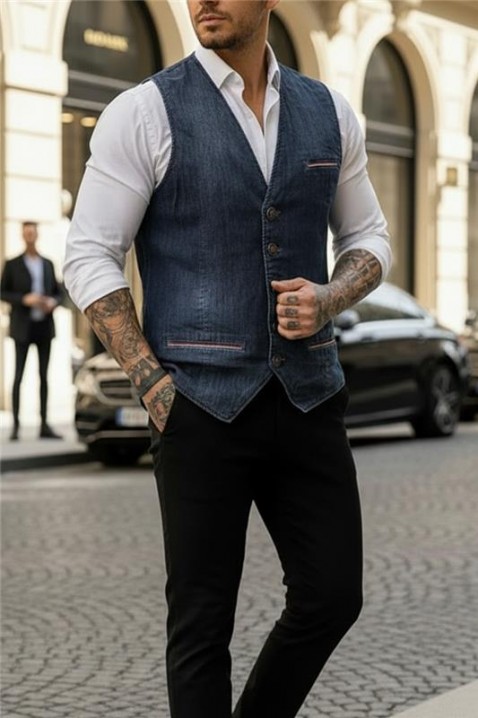 Мъжки елек RALZONO, Цвят: тъмносин, IVET.BG - Твоят онлайн бутик.