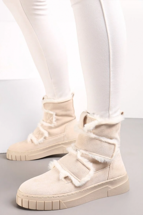 Дамски боти ZALVRINDA ECRU, Цвят: екрю, IVET.BG - Твоят онлайн бутик.