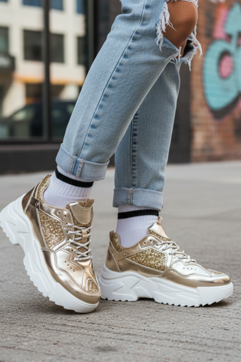 Дамски маратонки ZLAVERZA, Цвят: златен, IVET.BG - Твоят онлайн бутик.