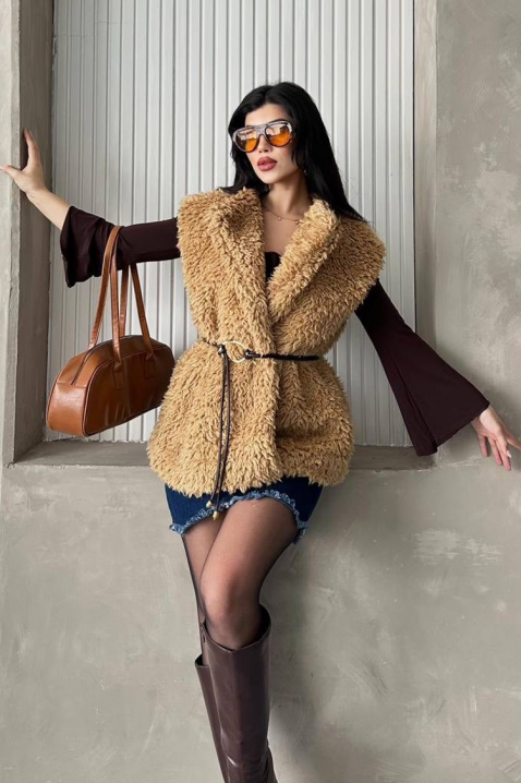 Елек TRENDYNA CAMEL, Цвят: светлокафяв, IVET.BG - Твоят онлайн бутик.