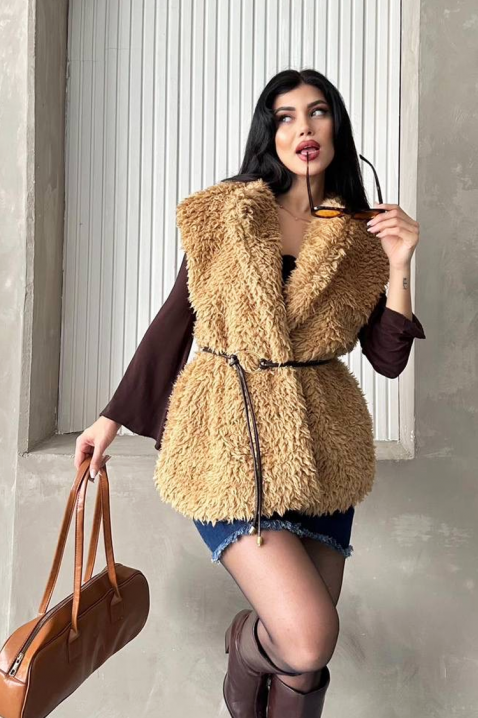 Елек TRENDYNA CAMEL, Цвят: светлокафяв, IVET.BG - Твоят онлайн бутик.