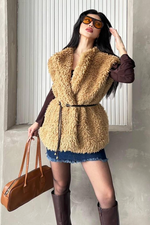 Елек TRENDYNA CAMEL, Цвят: светлокафяв, IVET.BG - Твоят онлайн бутик.