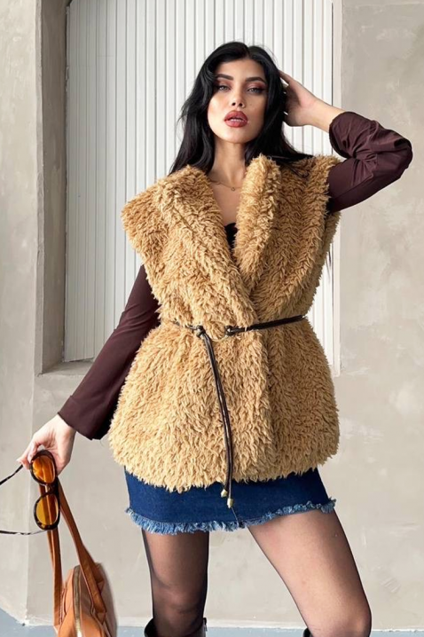 Елек TRENDYNA CAMEL, Цвят: светлокафяв, IVET.BG - Твоят онлайн бутик.