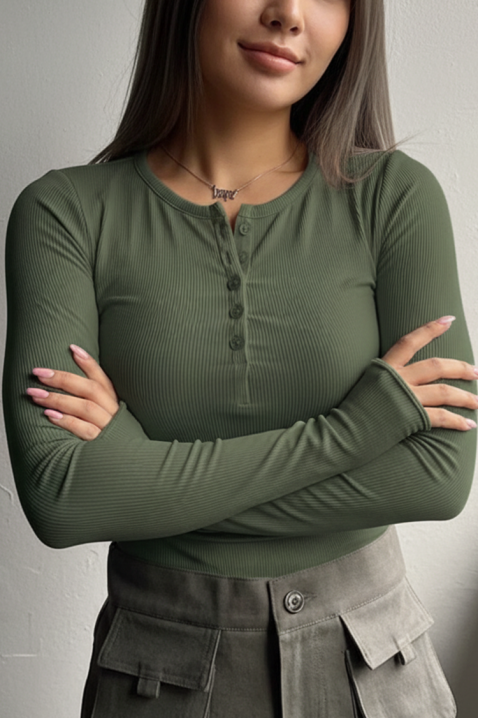 Дамска блуза ZAFROLDA KHAKI, Цвят: каки, IVET.BG - Твоят онлайн бутик.