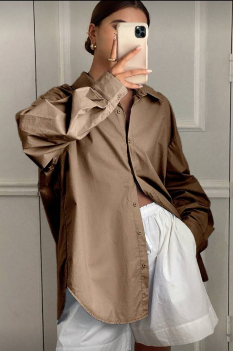 Дамска риза PREVOLZA BROWN, Цвят: кафяв, IVET.BG - Твоят онлайн бутик.