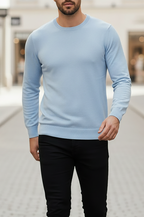 Мъжки пуловер BORJO SKY, Цвят: светлосин, IVET.BG - Твоят онлайн бутик.