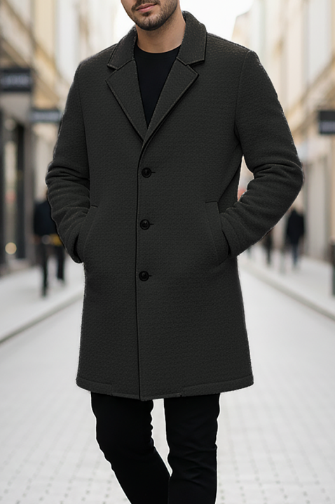 Мъжко палто MELFER BLACK, Цвят: черен, IVET.BG - Твоят онлайн бутик.