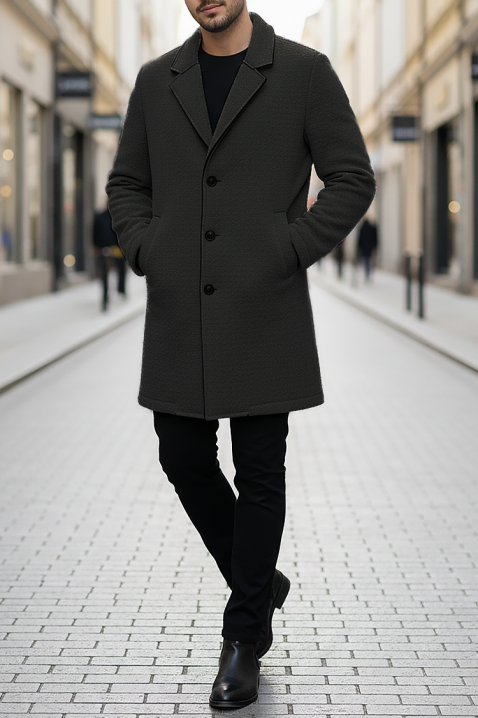 Мъжко палто MELFER BLACK, Цвят: черен, IVET.BG - Твоят онлайн бутик.