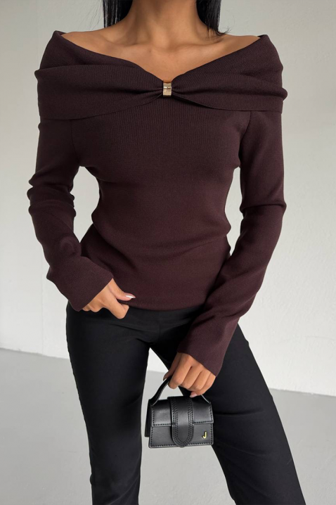 Дамска блуза GLABILDA BROWN, Цвят: кафяв, IVET.BG - Твоят онлайн бутик.