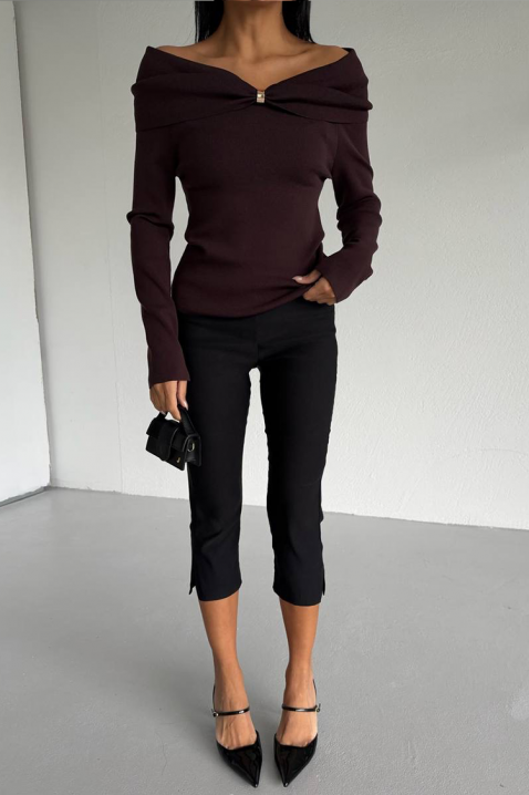 Дамска блуза GLABILDA BROWN, Цвят: кафяв, IVET.BG - Твоят онлайн бутик.