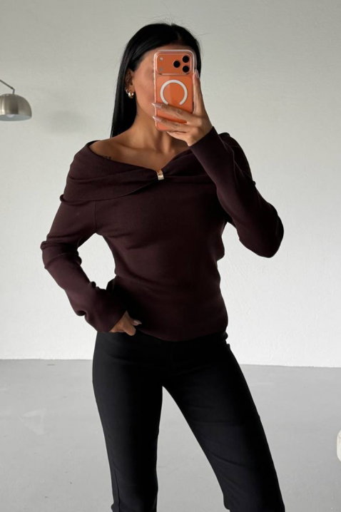 Дамска блуза GLABILDA BROWN, Цвят: кафяв, IVET.BG - Твоят онлайн бутик.