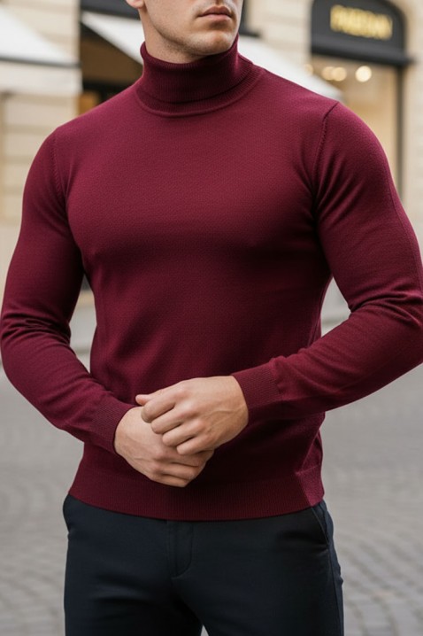 Мъжки пуловер DORODO BORDO, Цвят: бордо, IVET.BG - Твоят онлайн бутик.