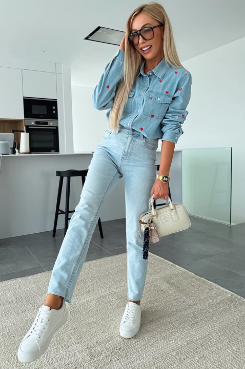 Дамска риза DRAVELZA SKY, Цвят: светлосин, IVET.BG - Твоят онлайн бутик.