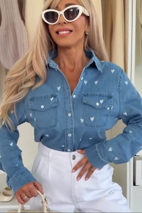 Дамска риза DRAVELZA BLUE, Цвят: син, IVET.BG - Твоят онлайн бутик.