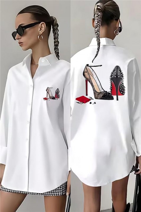 Дамска риза VORSELA, Цвят: бял, IVET.BG - Твоят онлайн бутик.