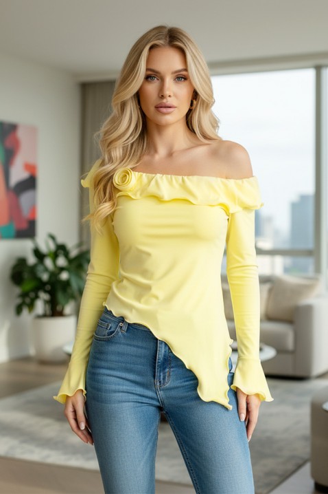 Дамска блуза REMILONGA YELLOW, Цвят: жълт, IVET.BG - Твоят онлайн бутик.