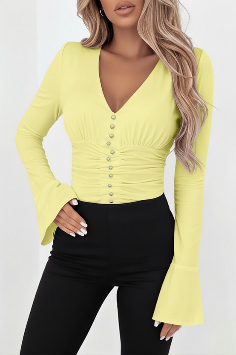 Дамска блуза KALVINDA YELLOW, Цвят: жълт, IVET.BG - Твоят онлайн бутик.