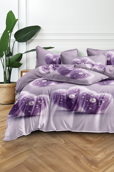 Спален комплект MELFISY 200x220 cm памук - 3 части, Цвят: лилав, IVET.BG - Твоят онлайн бутик.
